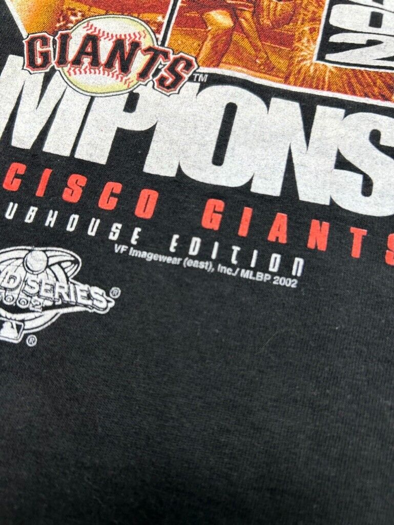 Vintage 2002 San Francisco Giant MLB NL Champs Graphic T-Shirt Size Medium Black