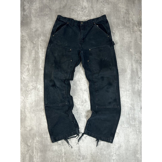 Vintage Carhartt Canvas Workwear Carpenter Double Knee Pants Size 36 Black