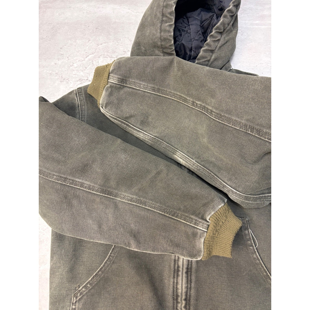 Vintage Carhartt Quilted Lined Canvas Hooded Active Jacket Size Large YOUTH