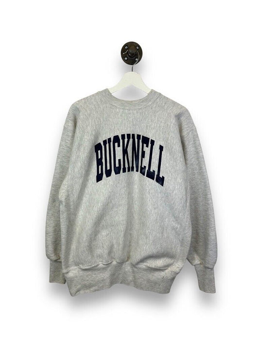 Vintage 90s Bucknell Bisons NCAA Arc Spell Out Collegiate Sweatshirt Sz XL Gray