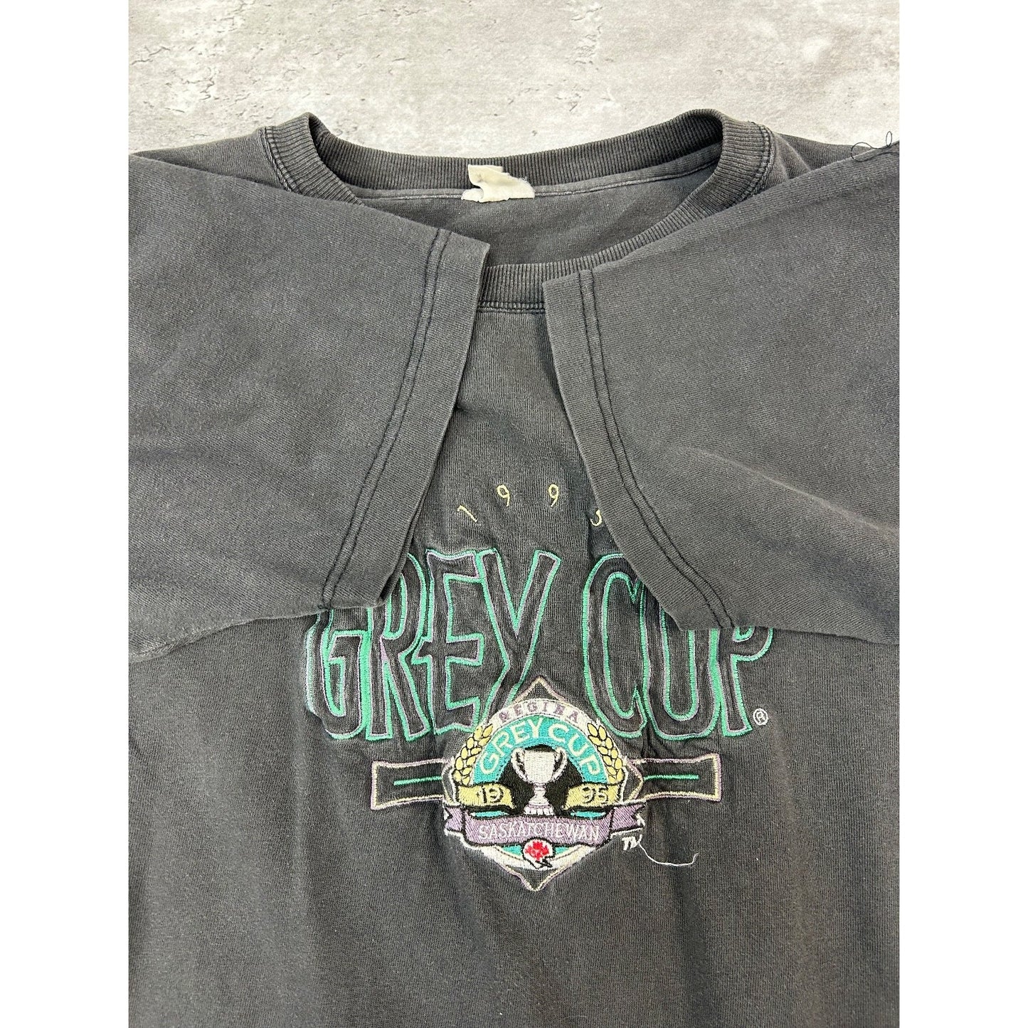 Vintage 1995 CFL Grey Cup Stallions Vs Stampeders Football T-Shirt Size Large