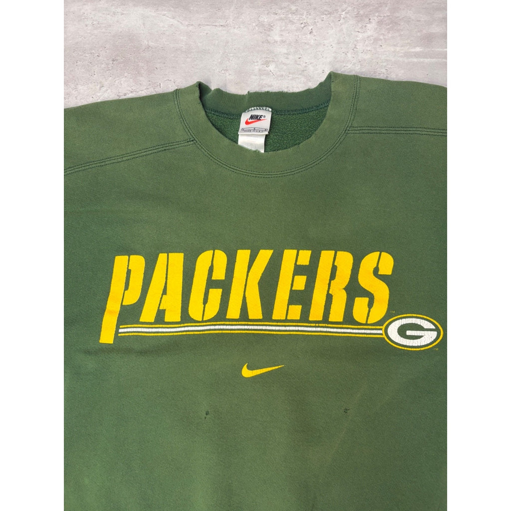Vintage 90s Green Bay Packers NFL Nike Spellout Sweatshirt Size Large