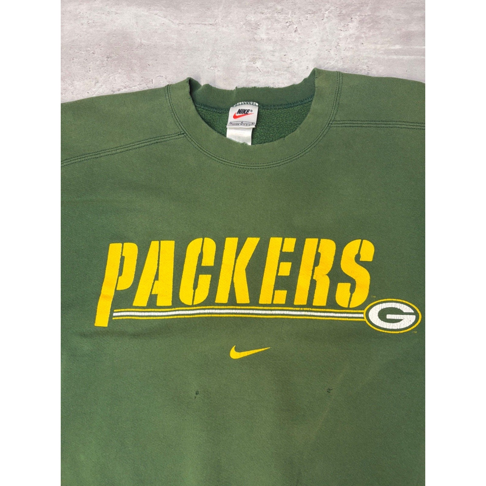 Vintage 90s Green Bay Packers NFL Nike Spellout Sweatshirt Size Large