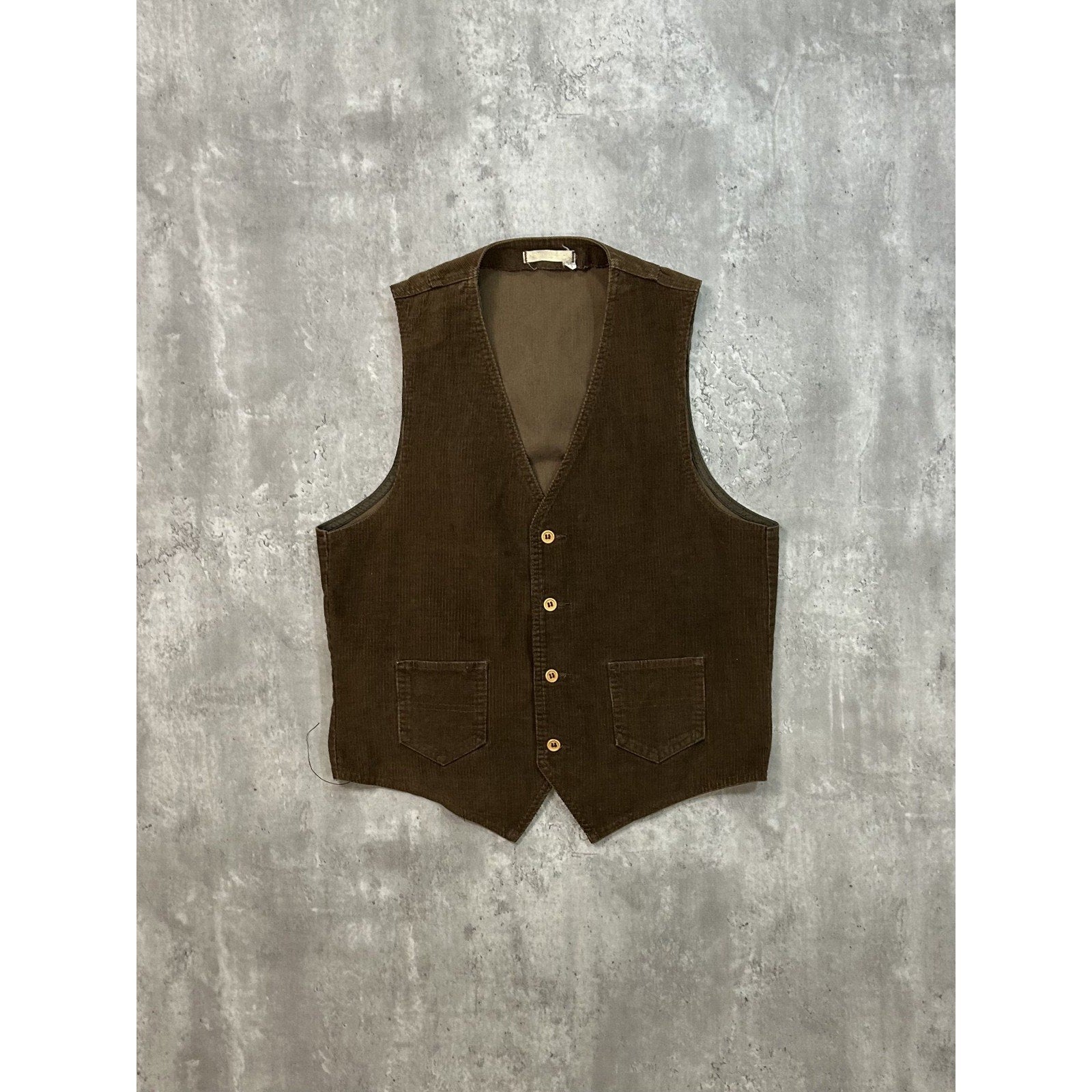 Vintage 1970s/80s Casual Style Corduroy Earth Tone Vest Jacket Size Large
