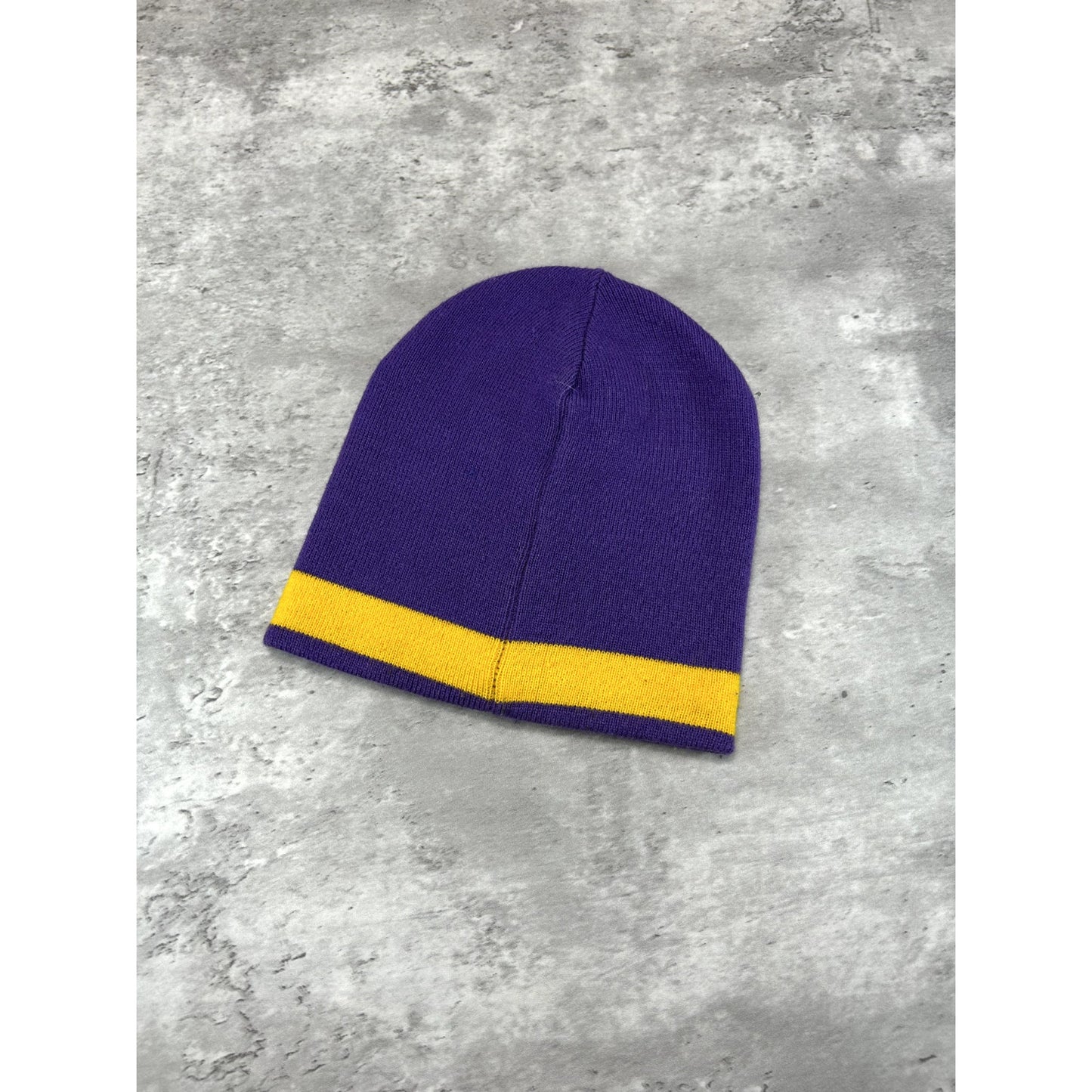 Vintage 90s Minnesota Vikings NFL Embroidered Spellout Beanie Hat OSFA Purple