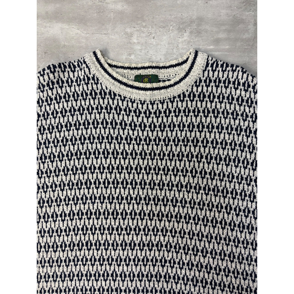VTG 90s Club Room Abstract Diamond Print Pattern Pullover Knit Sweater Size XL