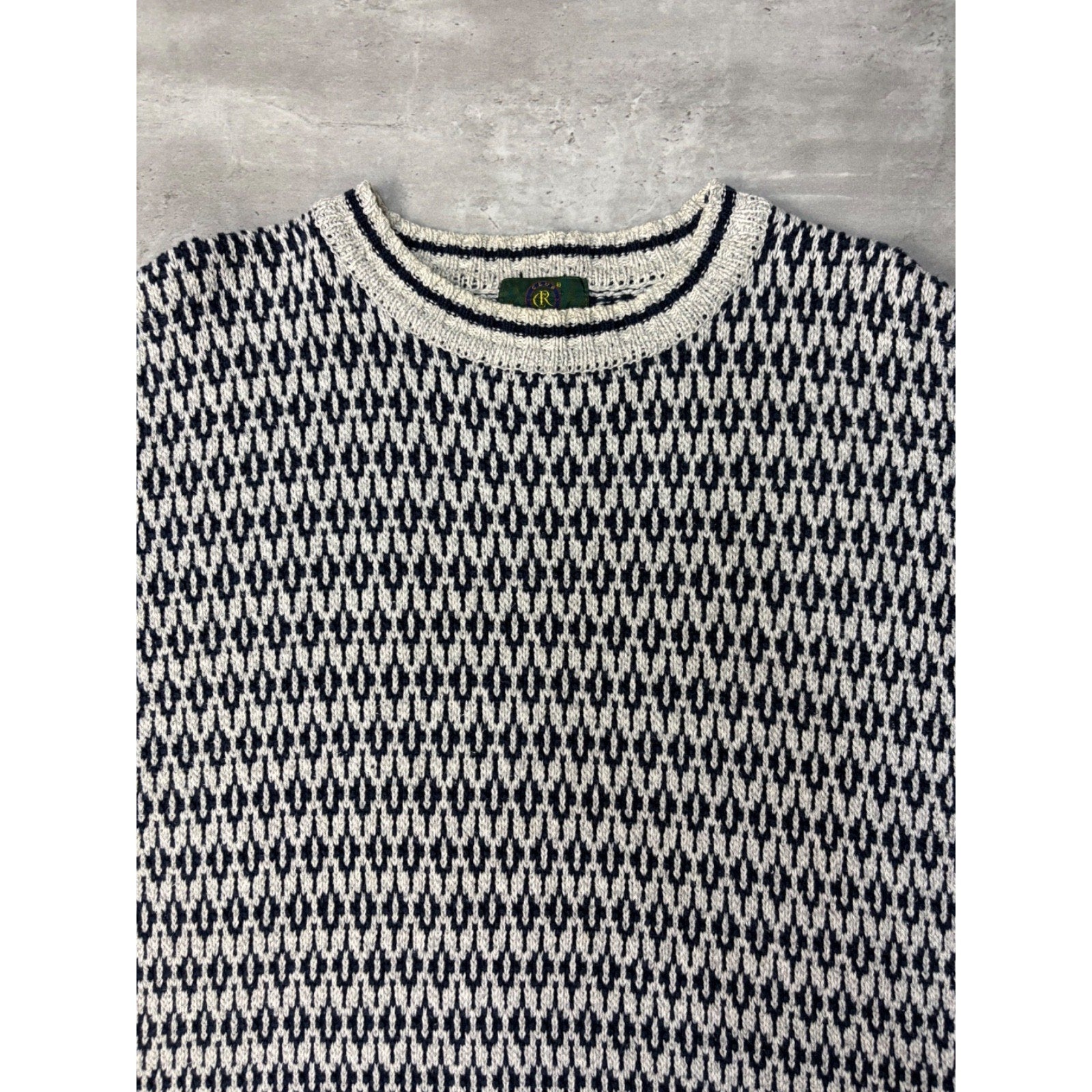 VTG 90s Club Room Abstract Diamond Print Pattern Pullover Knit Sweater Size XL