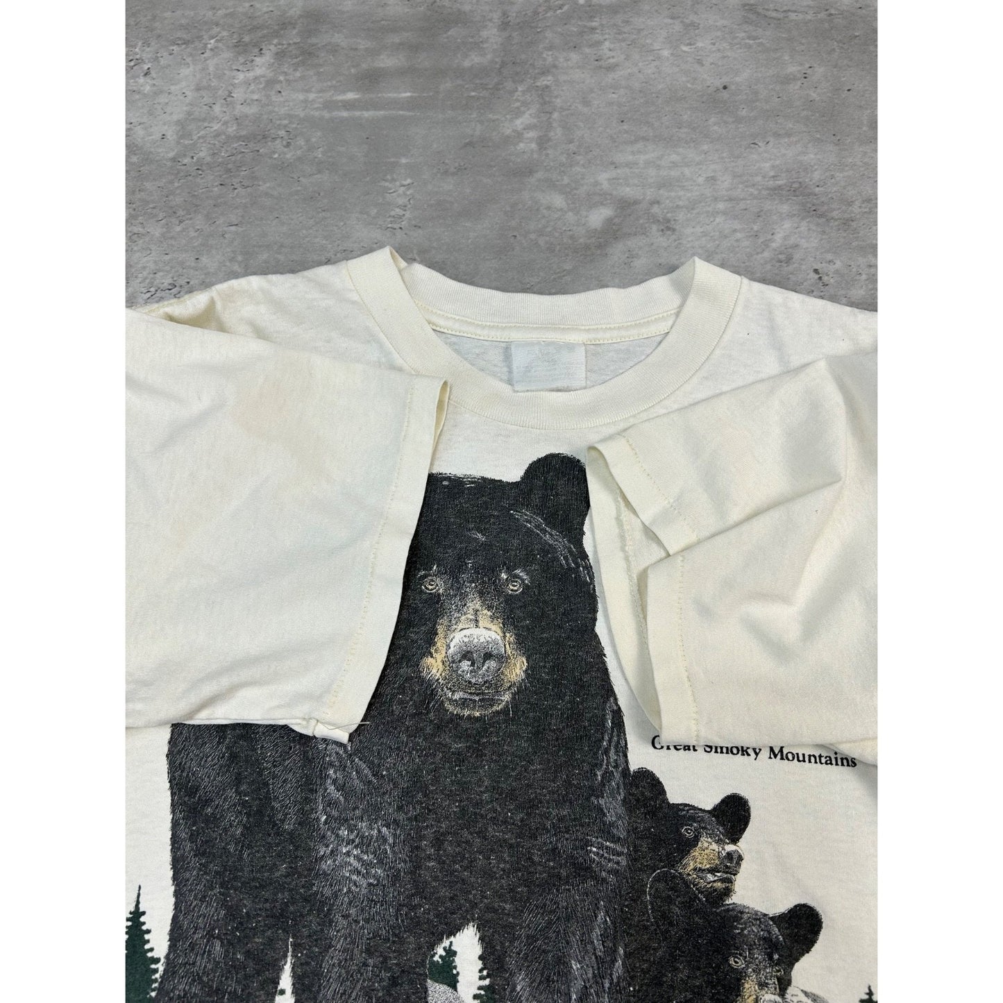 Vintage 90s Great Smoky Mountain Nature Bear Graphic Destination T-Shirt Medium