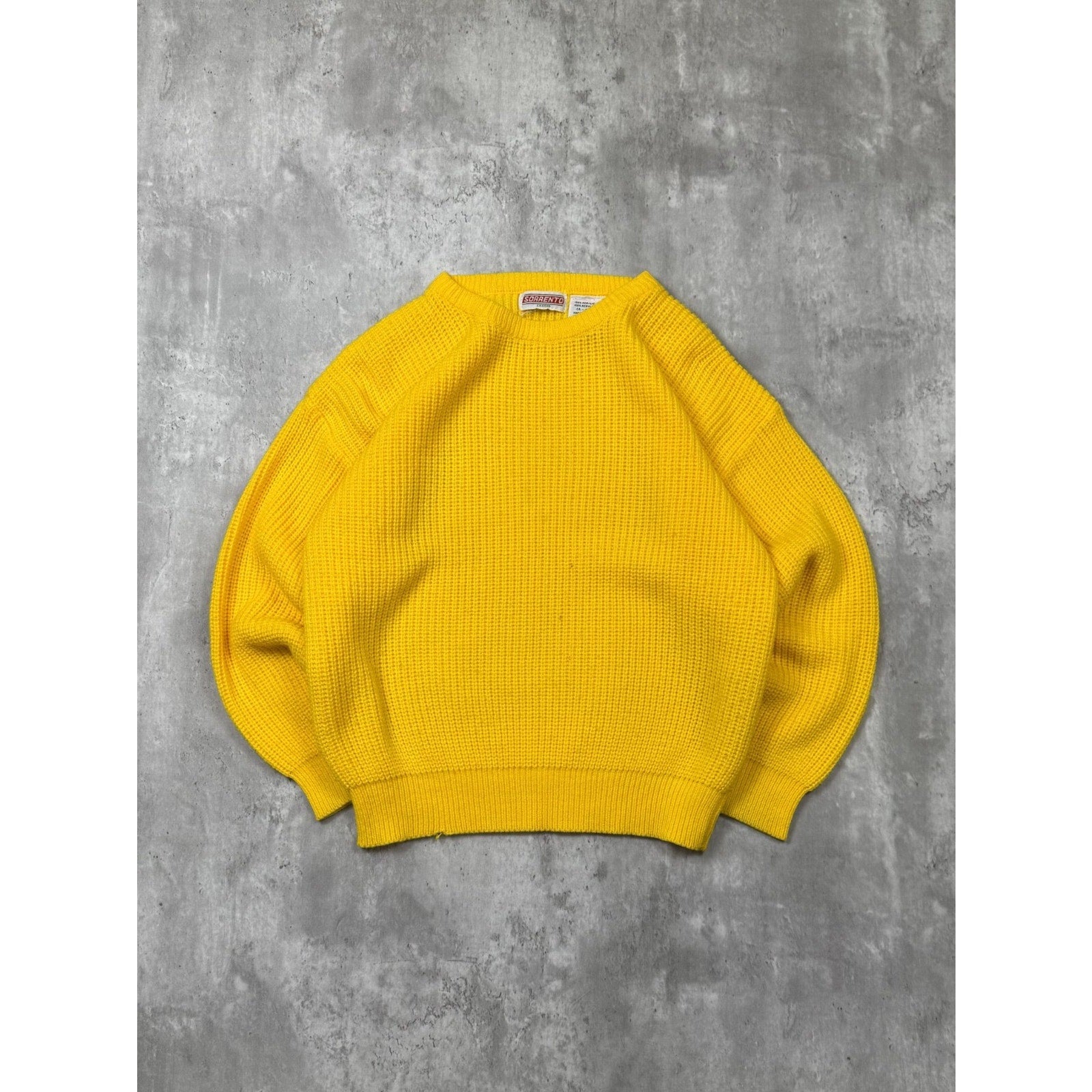 Vintage 80s/90s Sorrento Ribbed Pullover Yellow Knit Sweater Size Medium