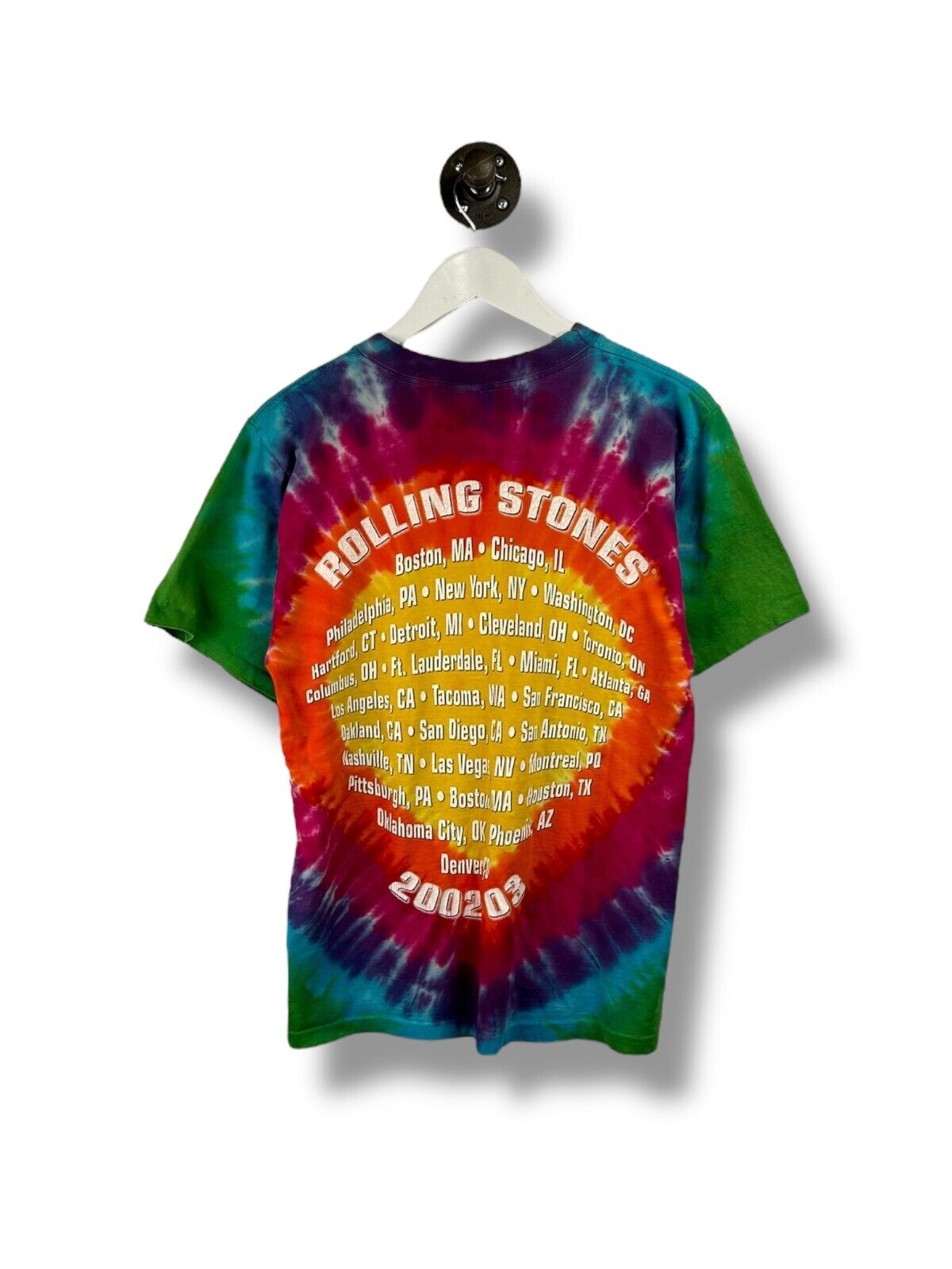 Vintage 02/03 Rolling Stones Tye Dye Rock And Roll Music Tour T-Shirt Sz Medium