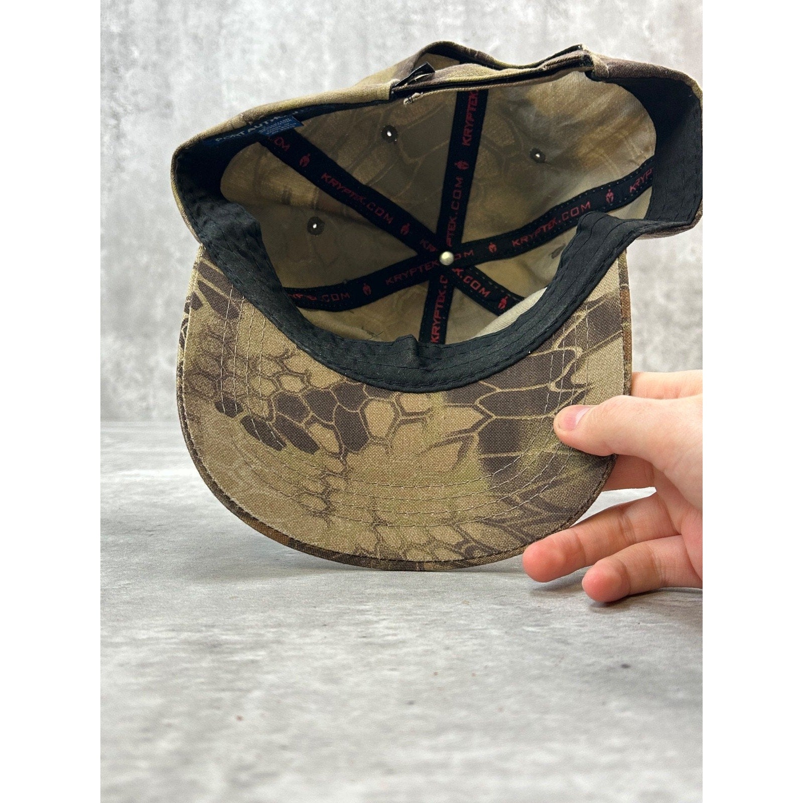 Vintage K&J Trucking Embroidered Camo Print Hunting Strapback Hat OSFA