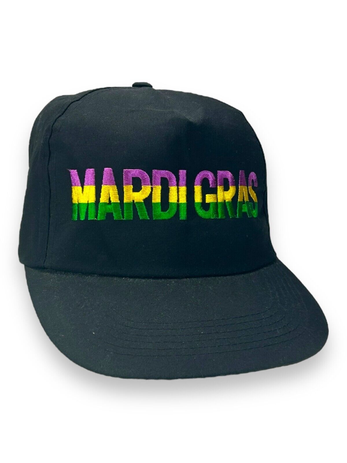 Vintage 90s Mardi Gras Embroidered Spellout Snapback Hat OSFA