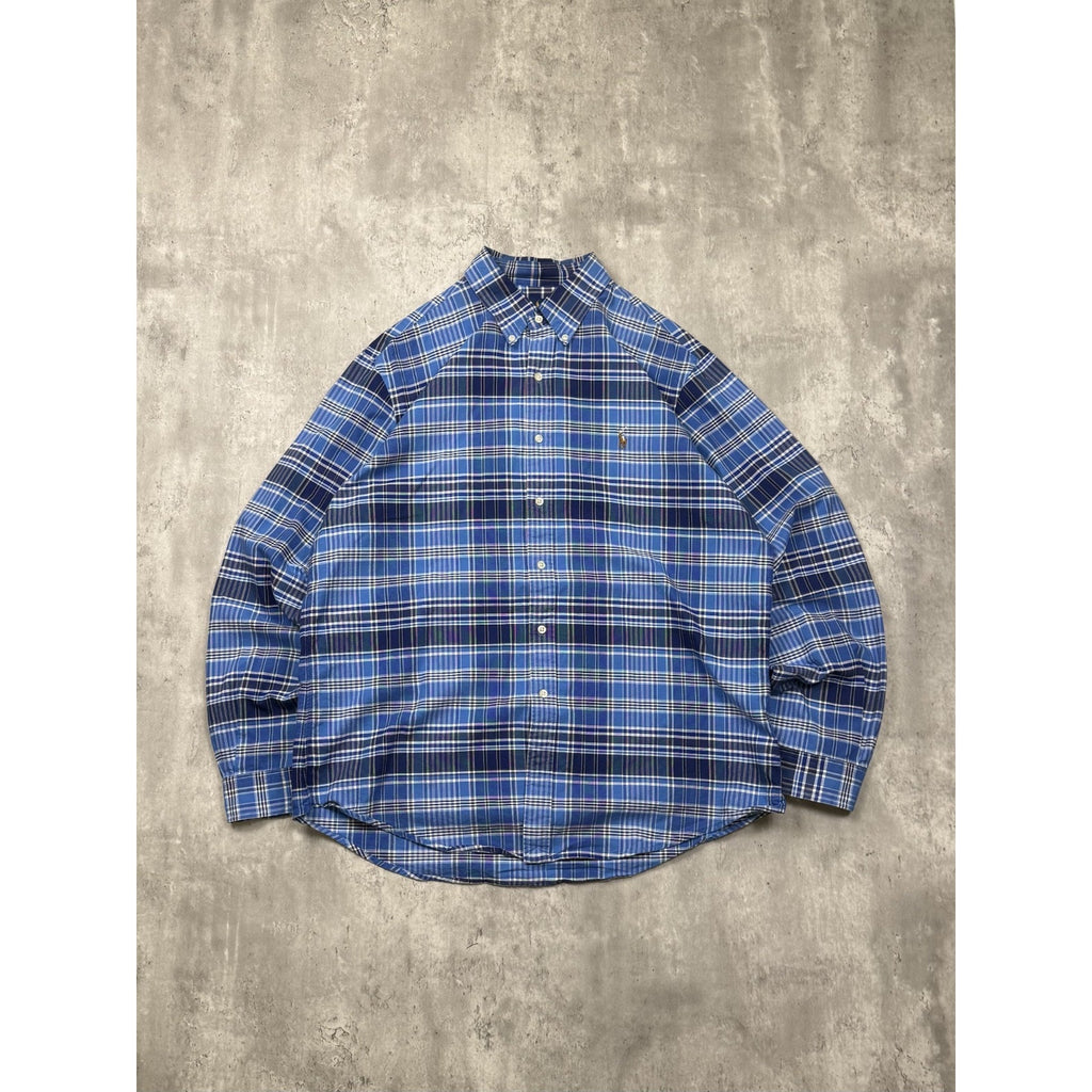 Vintage Polo Ralph Lauren Embroidered Pony Plaid Button Up Shirt Size XL