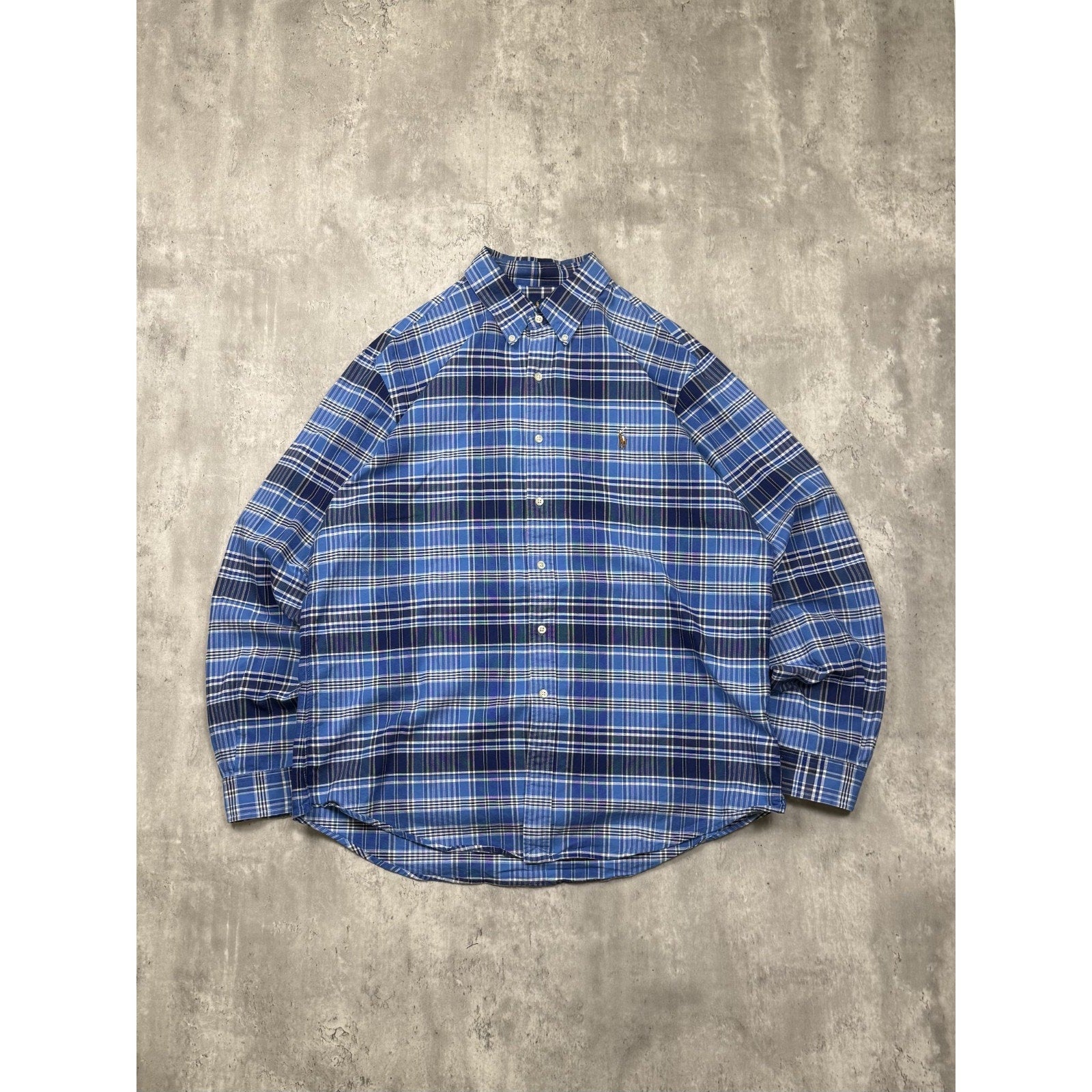 Vintage Polo Ralph Lauren Embroidered Pony Plaid Button Up Shirt Size XL