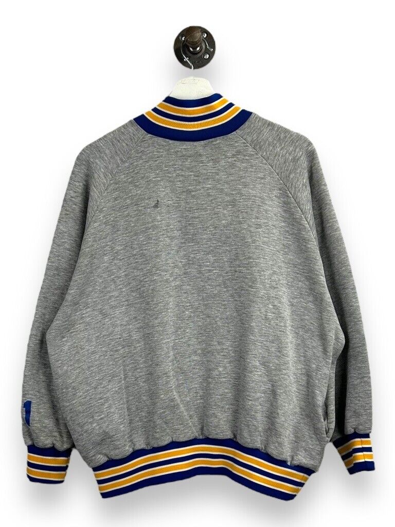 Vintage 80s Wayzata Arc Spellout 1/4 Button Collegiate Sweatshirt Size XL Gray