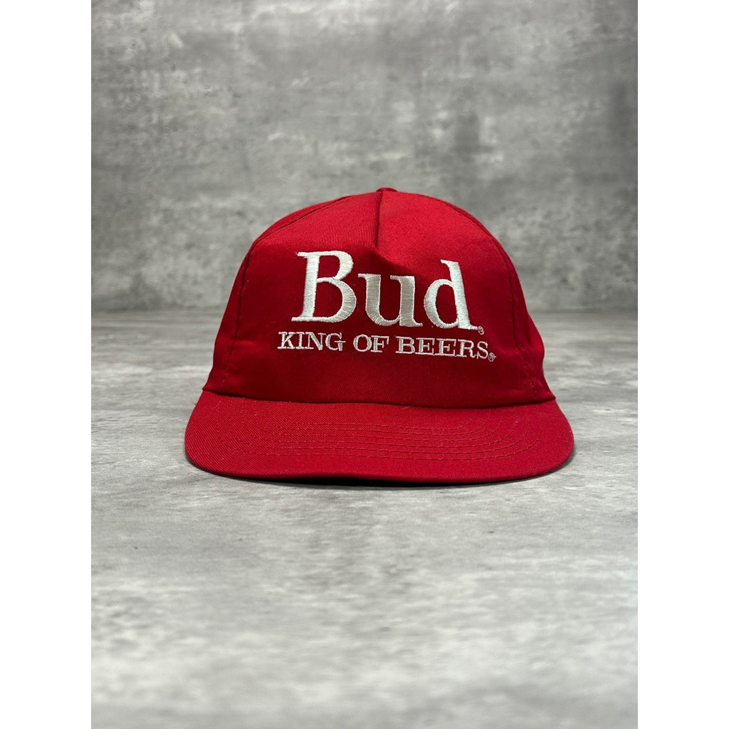 Vintage 80s Budweiser King Of Beers Embroidered Trucker Snapback Hat OSFA