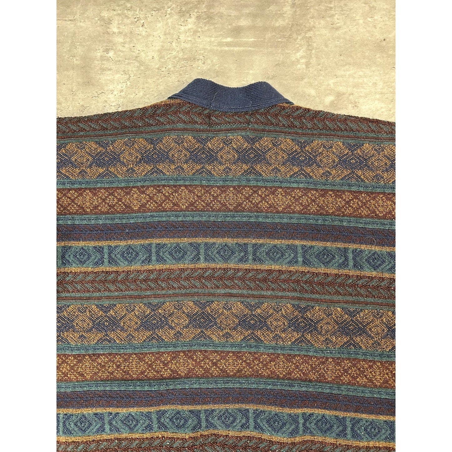 Vintage 90s Tosani Abstract Striped Knit Cardigan Sweater Size XL