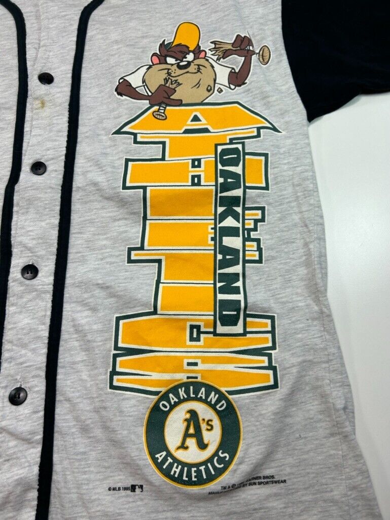 Vintage 1995 Oakland Athletics Looney Tunes Taz Graphic MLB Jersey Size XL