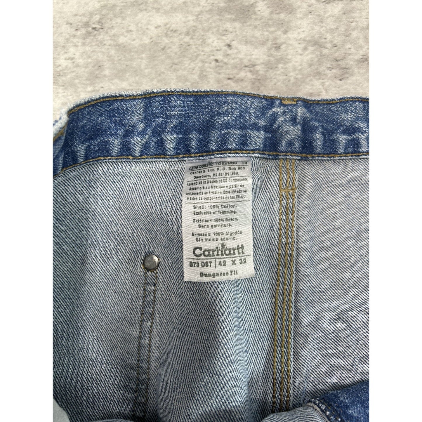 Vintage Carhartt Light Wash Denim Double Knee Carpenter Pants Size 40 Blue
