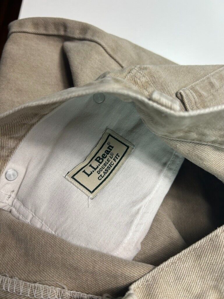 Vintage L.L. Bean Double L Classic Fit Khaki Denim Pants Size 31