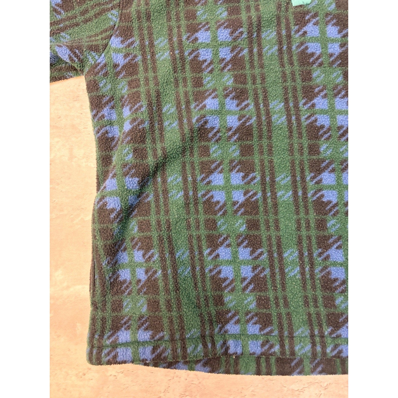 Vintage L.L. Bean Plaid 1/4 Button Fleece Pullover Sweatshirt Size Large