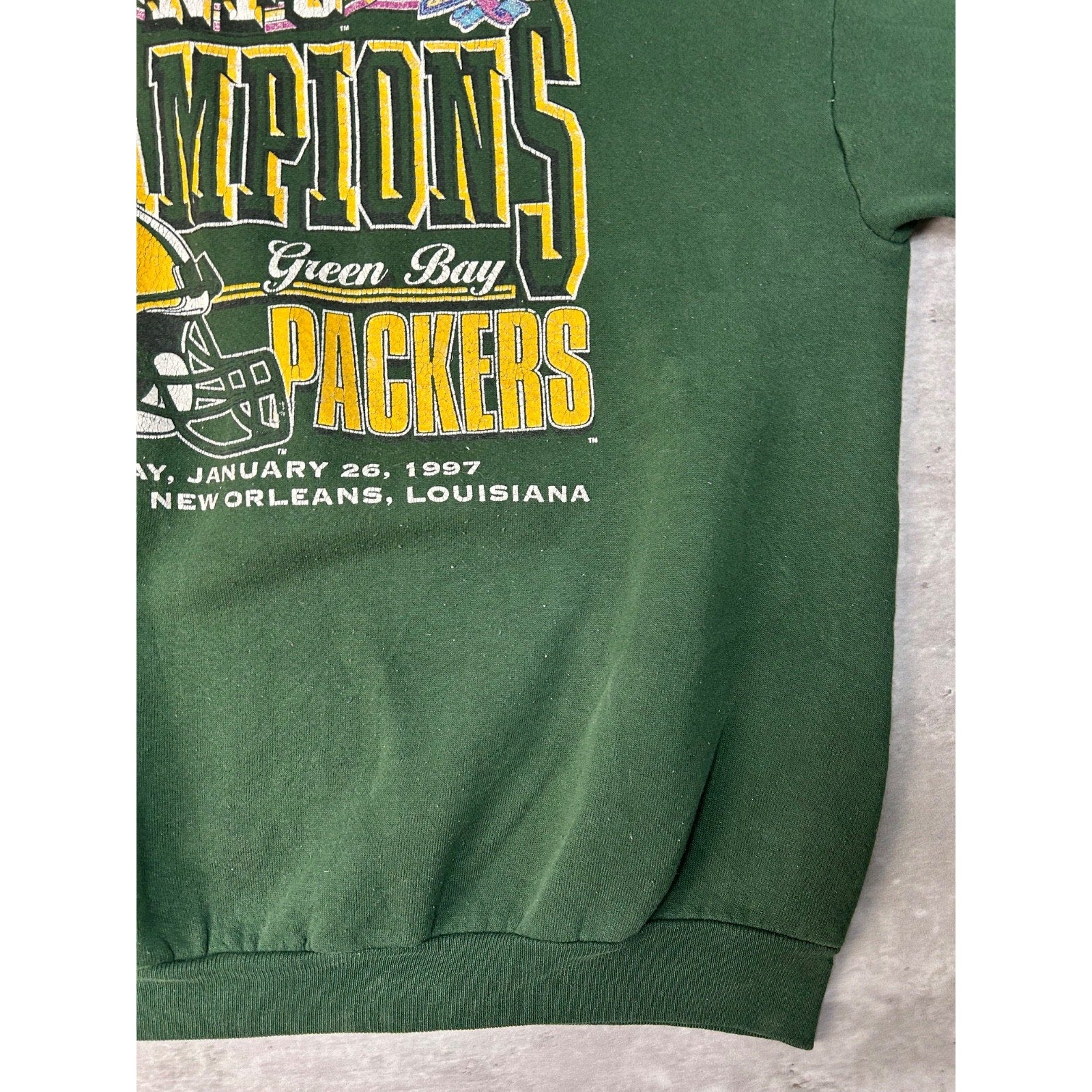 Vintage 1997 Green Bay Packers NFL Super Bowl XXXI Champs Sweatshirt Size XL