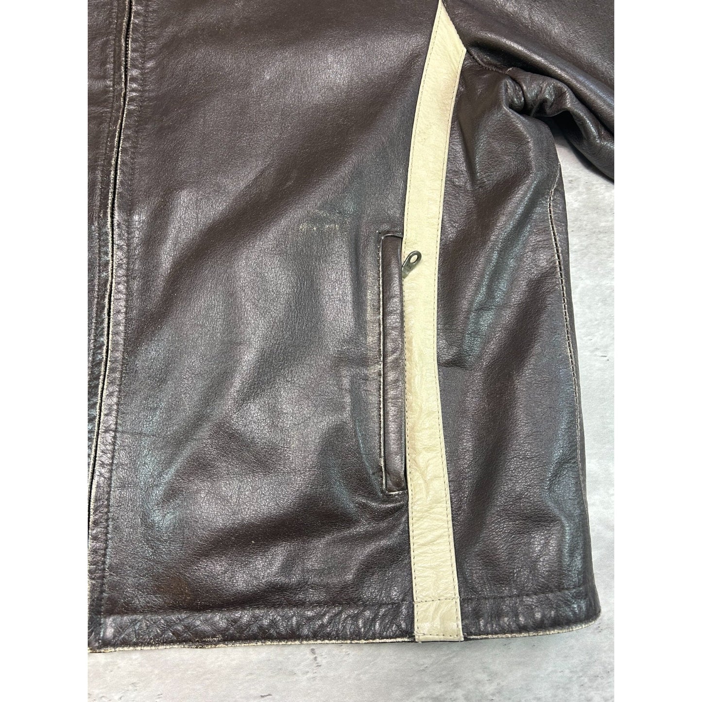 Vintage Tommy Hilfiger Denim Full Zip Cafe Racer Leather Jacket Size XL