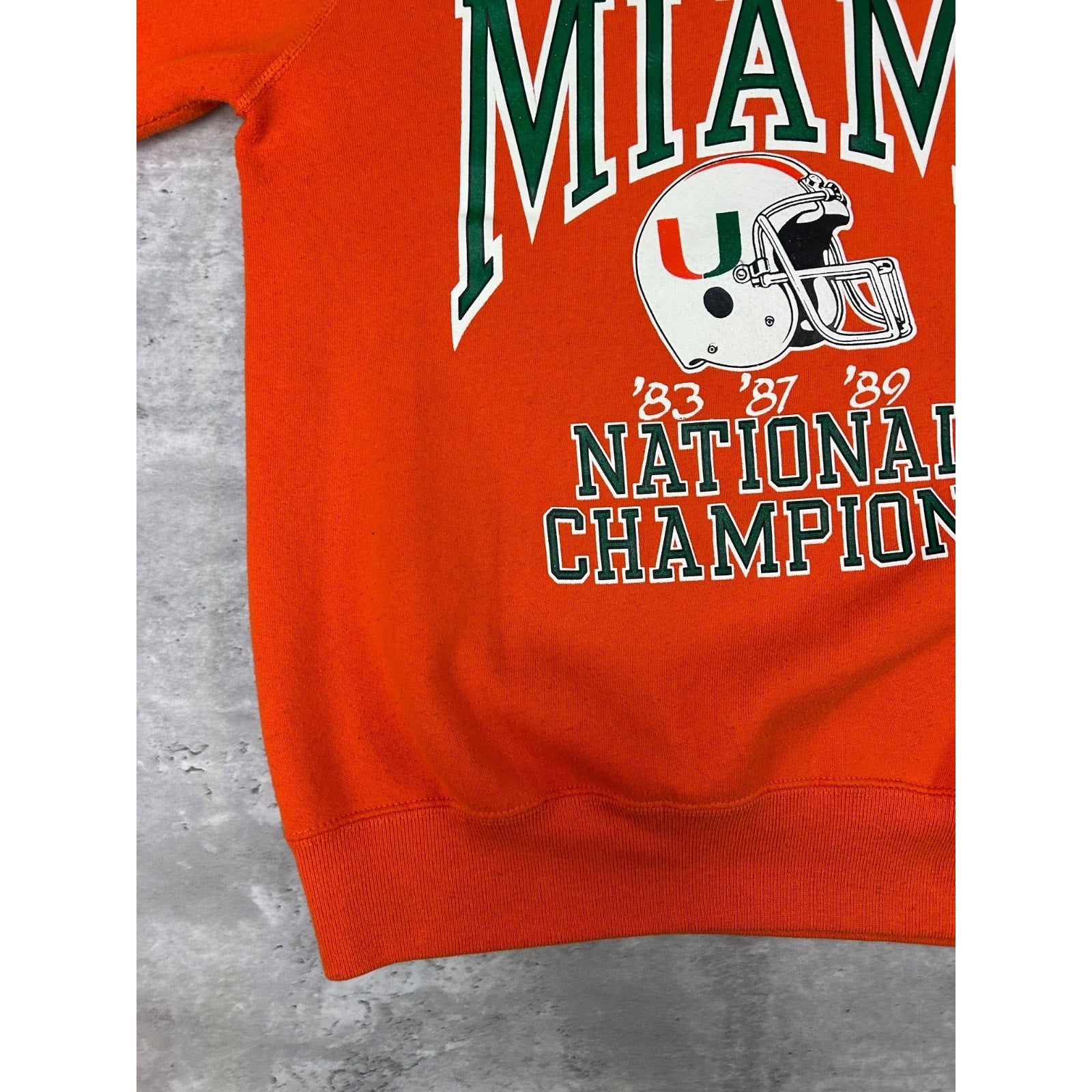Vintage 1989 Miami Hurricanes NCAA National Champs Football Sweatshirt Sz Large