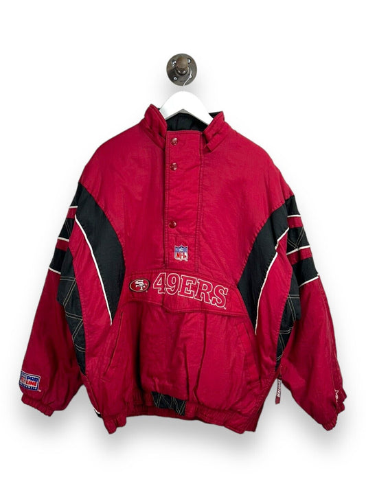 Vintage 90s San Fransisco 49ers NFL Insulated Starter 1/2 Zip Jacket Size XL Red