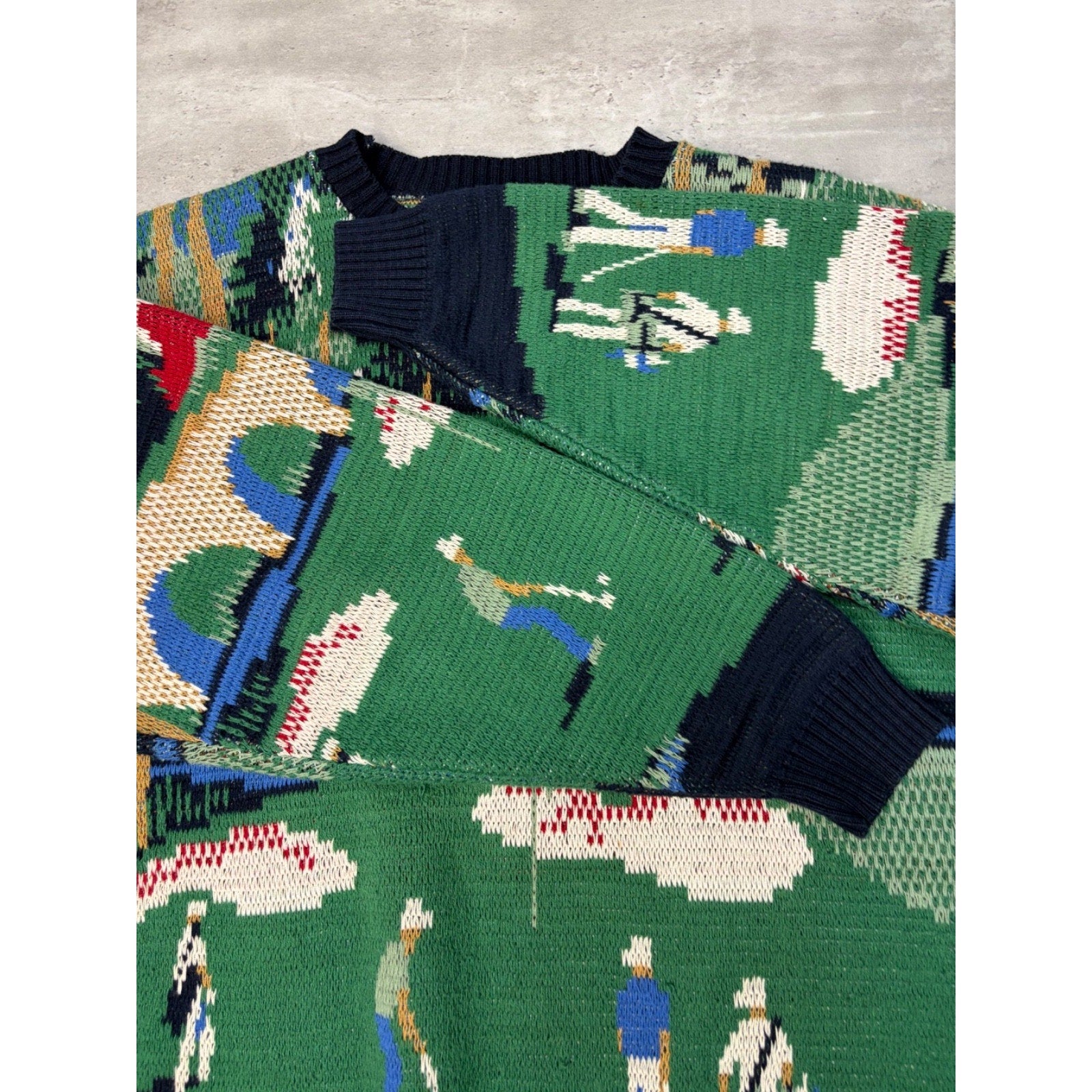 Vintage 90s Crossings Golf All Over Print Knit Sweater Size Large