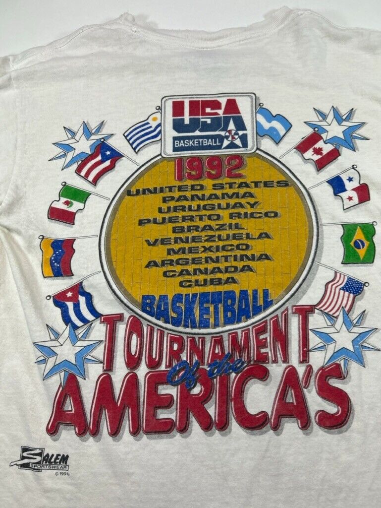 Vintage 1991 USA Olympics Dream Team Basketball Caricature T-Shirt Sz Small 90s