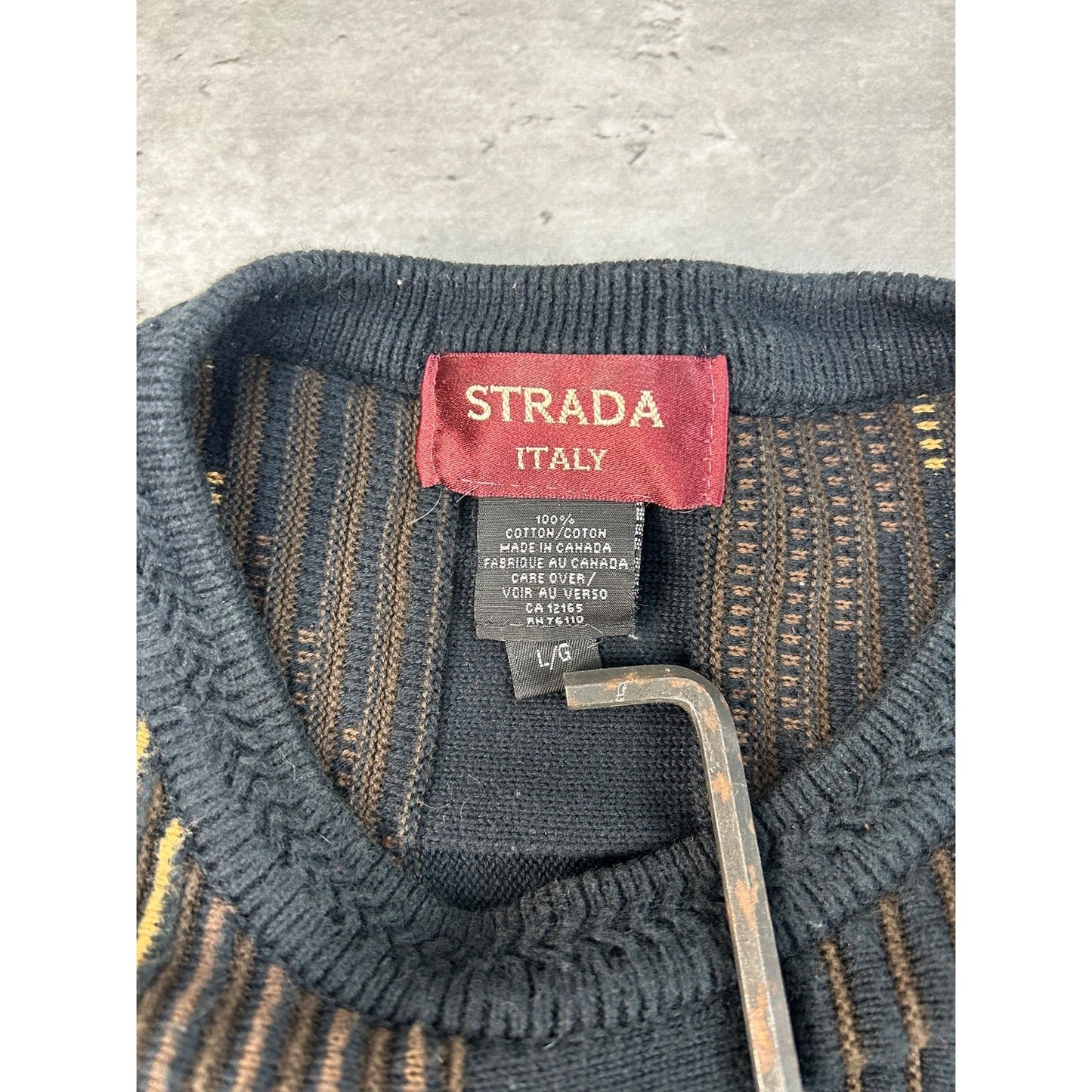 Vintage 90s Strada Abstract Striped Pullover Knit Sweater Size Large