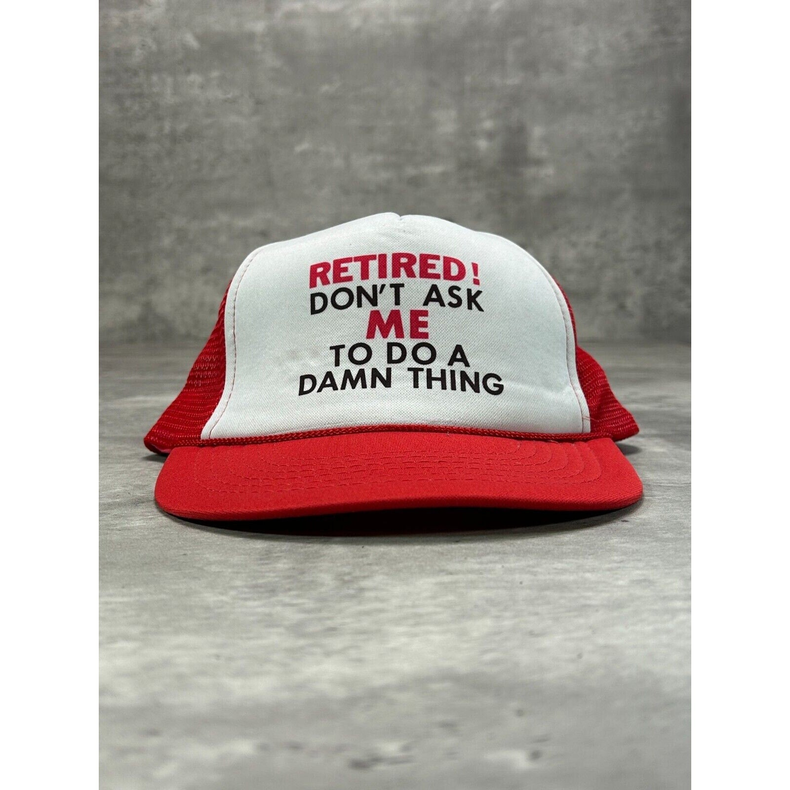 Vintage 80s/90s Retired Comedy Slogan Two Tone Trucker Snapback Hat OSFA