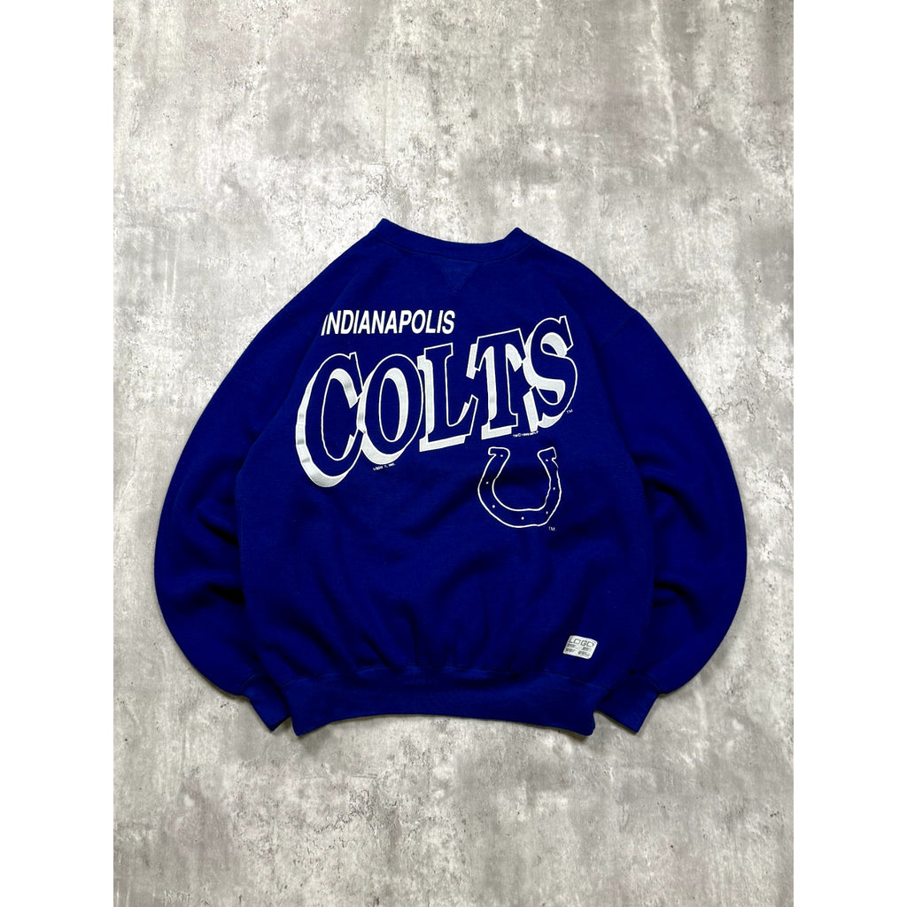1990 Indianapolis Colts NFL Big Spellout Logo Graphic Sweatshirt Size Large