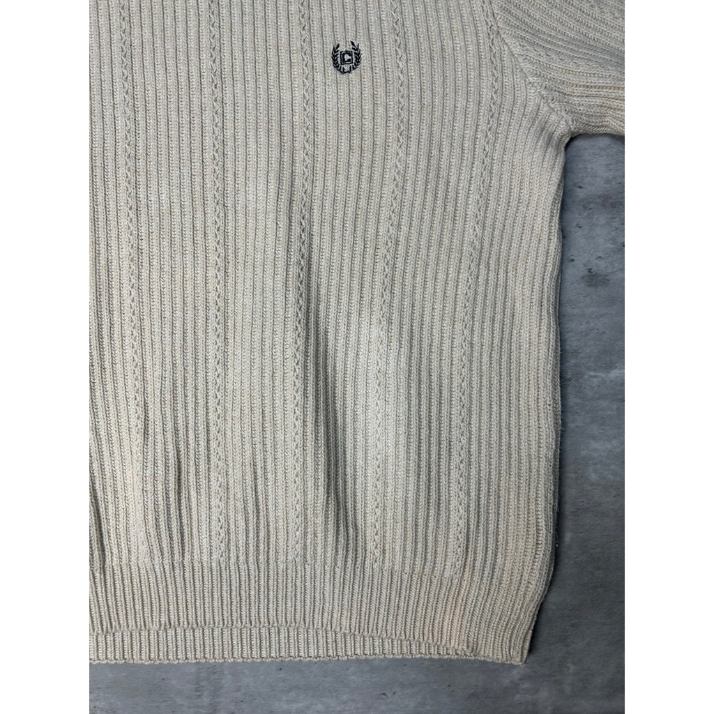 Vintage Chaps Embroidered Crest Cable Knit Style Sweater Size Small