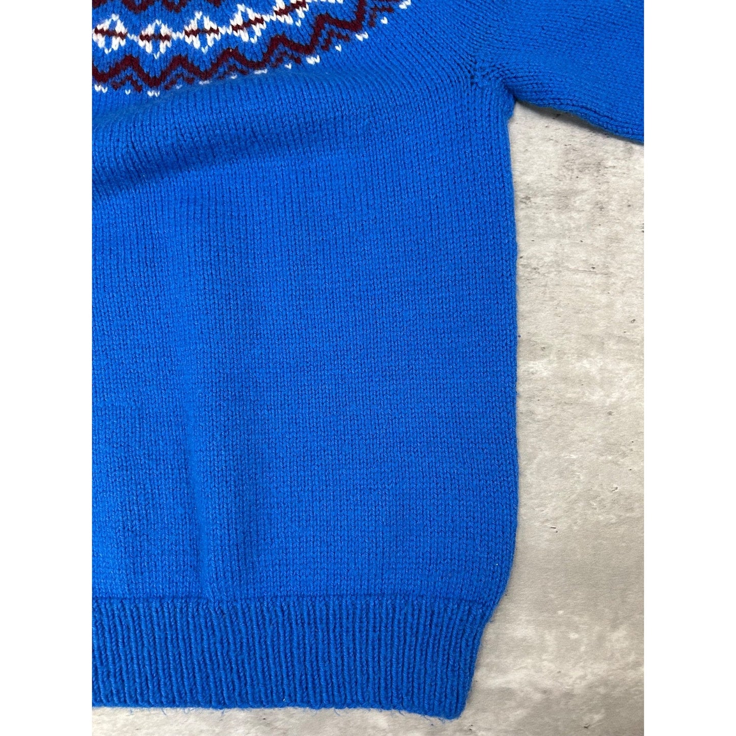 Vintage 90s Aztec Pattern Mock Neck Knit Sweater Size Medium Blue