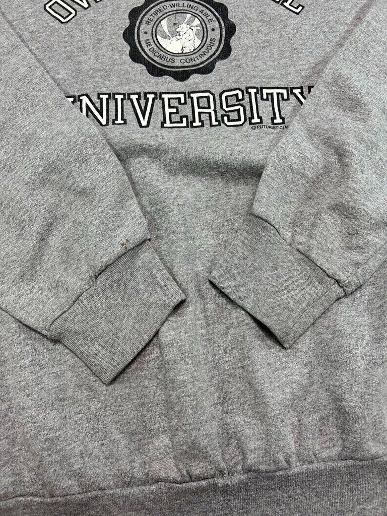 Vintage 1986 Over The Hill University Comedy Graphic Sweatshirt Size XL Gray