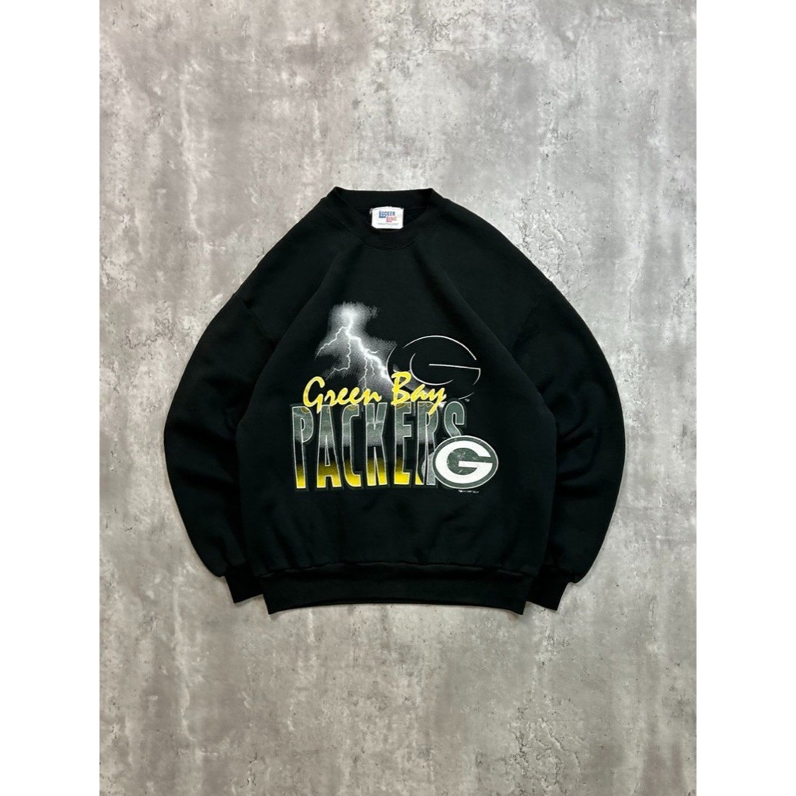 1995 Green Bay Packers NFL Lightning Spellout Graphic Sweatshirt Size Large