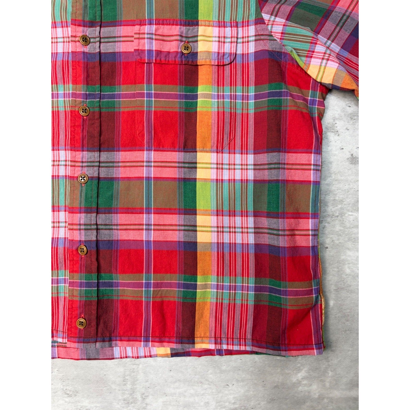 Vintage Polo Ralph Lauren Double Pocket Plaid Cropped Button Up Shirt Size XL