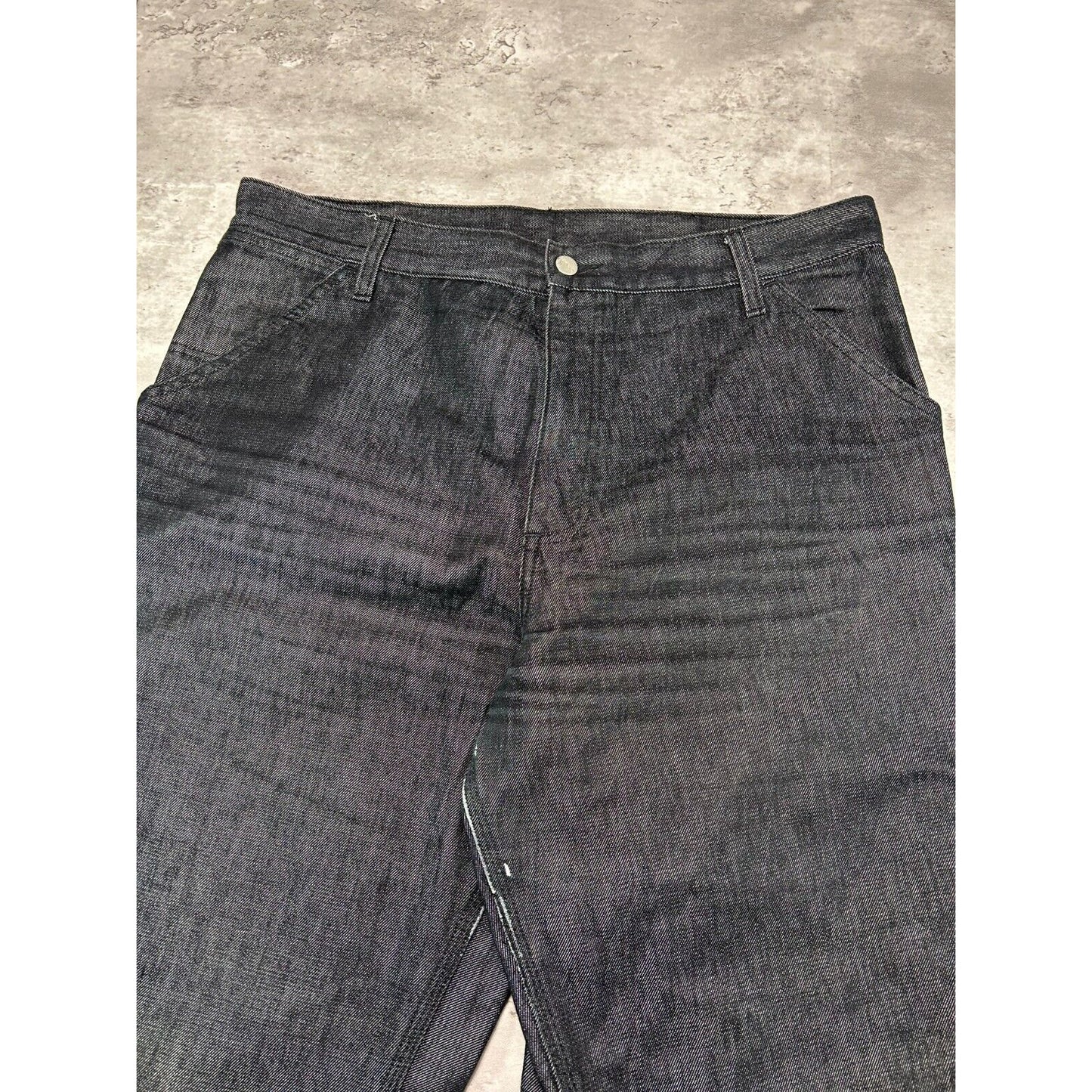 Carhartt Baggy Fit Black Wash Denim Workwear Pants Size 37