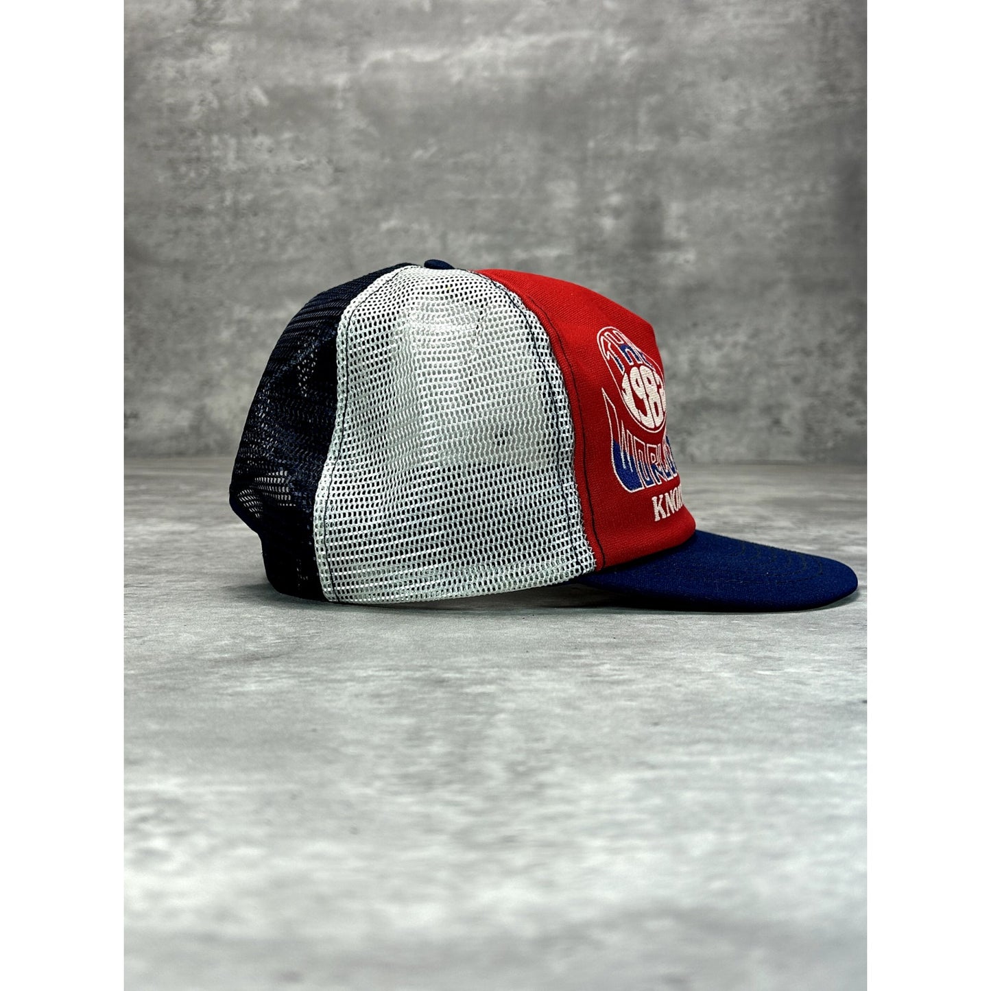 Vintage 1982 Worlds Fair Knoxville Graphic Spellout Trucker Snapback Hat OSFA