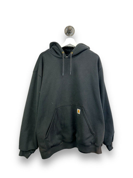 Vintage Carhartt Thermal Lined Workwear Pullover Hooded Sweatshirt Size XL Black