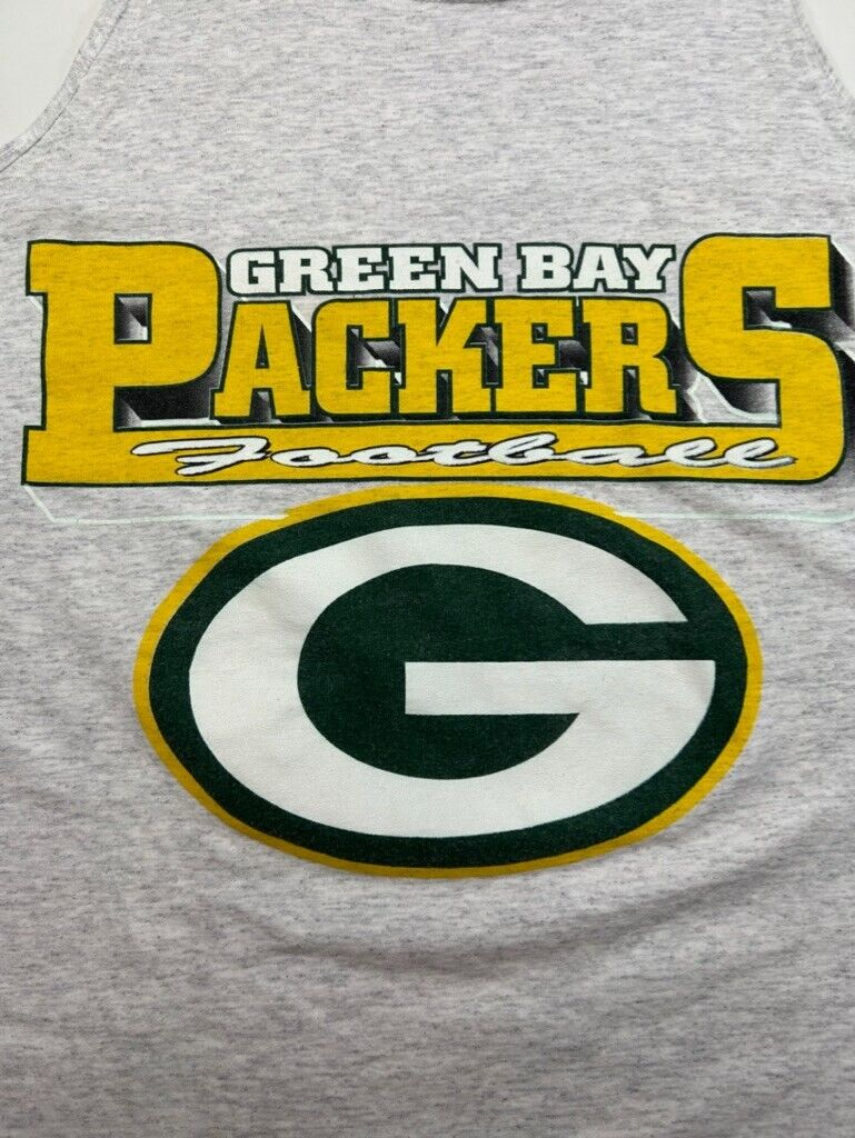 Vintage 90s Green Bay Packers NFL Sleeveless Graphic T-Shirt Size XL Made In USA