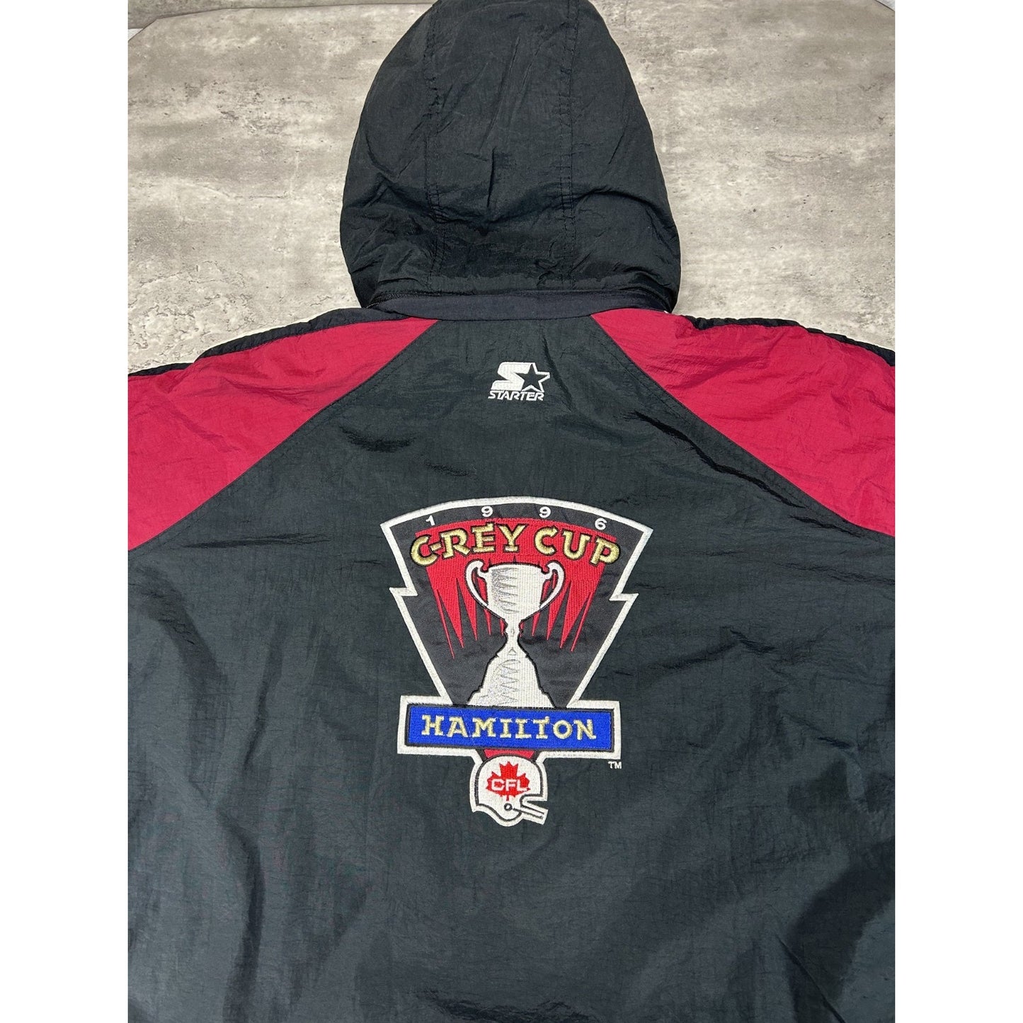 Vintage 1996 Hamilton Tiger Cats CFL Grey Cup Insulated Starter Jacket Sz Large