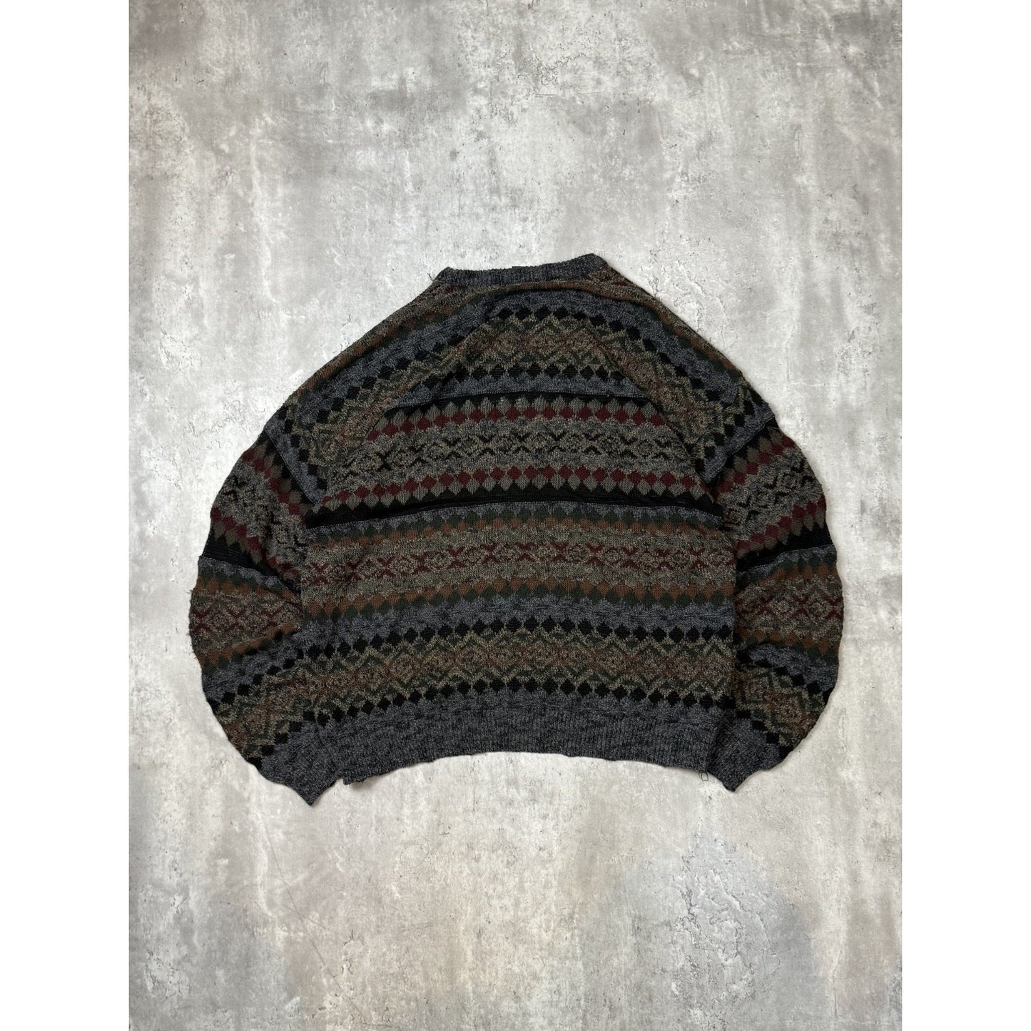 Vintage Geoffrey Beene Abstract Striped Pullover Ribbed Knit Sweater Size XXL