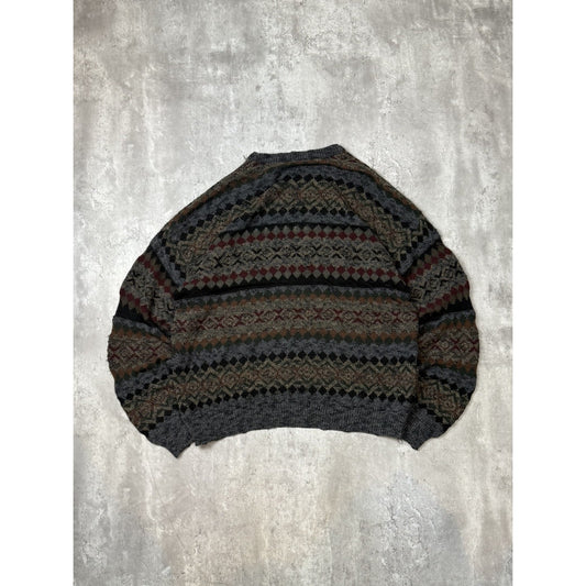 Vintage Geoffrey Beene Abstract Striped Pullover Ribbed Knit Sweater Size XXL