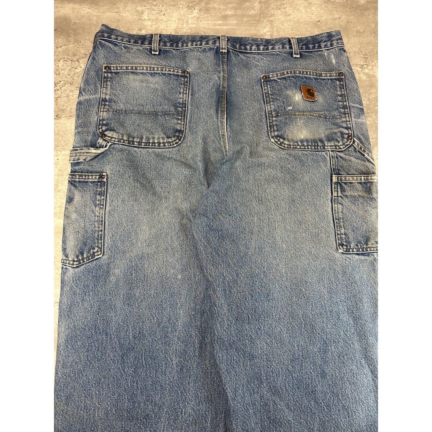 Vintage Carhartt Light Wash Denim Double Knee Carpenter Pants Size 40 Blue