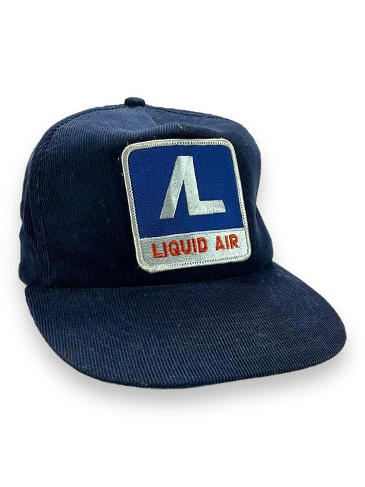 Vintage Liquid Air Embroidered Patch Corduroy Snapback Hat OSFA