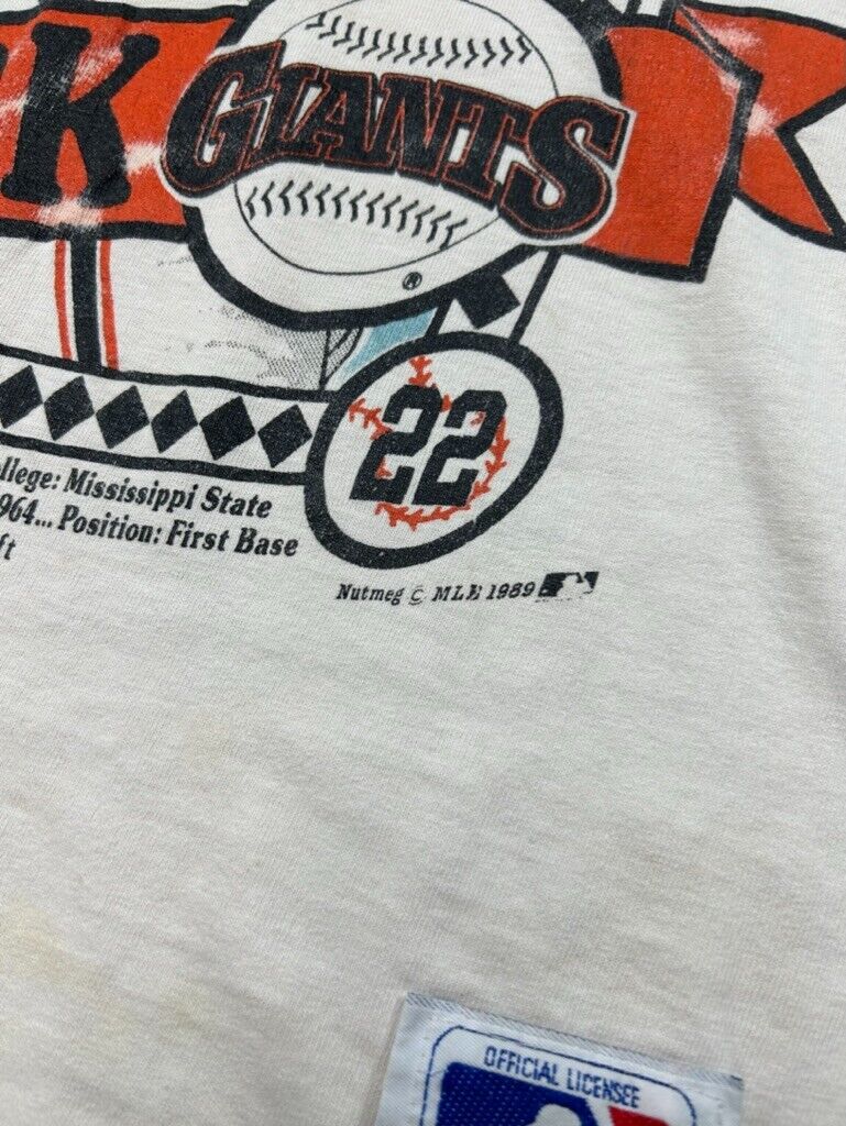 Vintage 1989 Will Clark #22 San Francisco Giants Player Graphic T-Shirt Sz Small