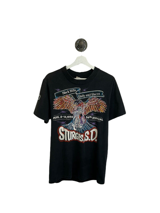 Vintage 1994 Sturgis Black Hills Rally Biker Graphic T-Shirt Size Large 90s